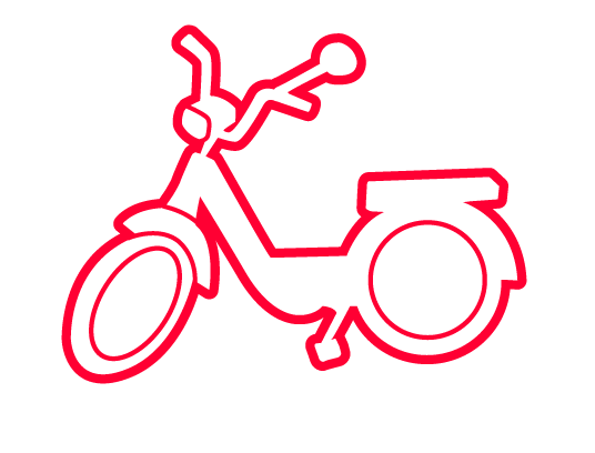 Ride a moped (2 stroke enginge)